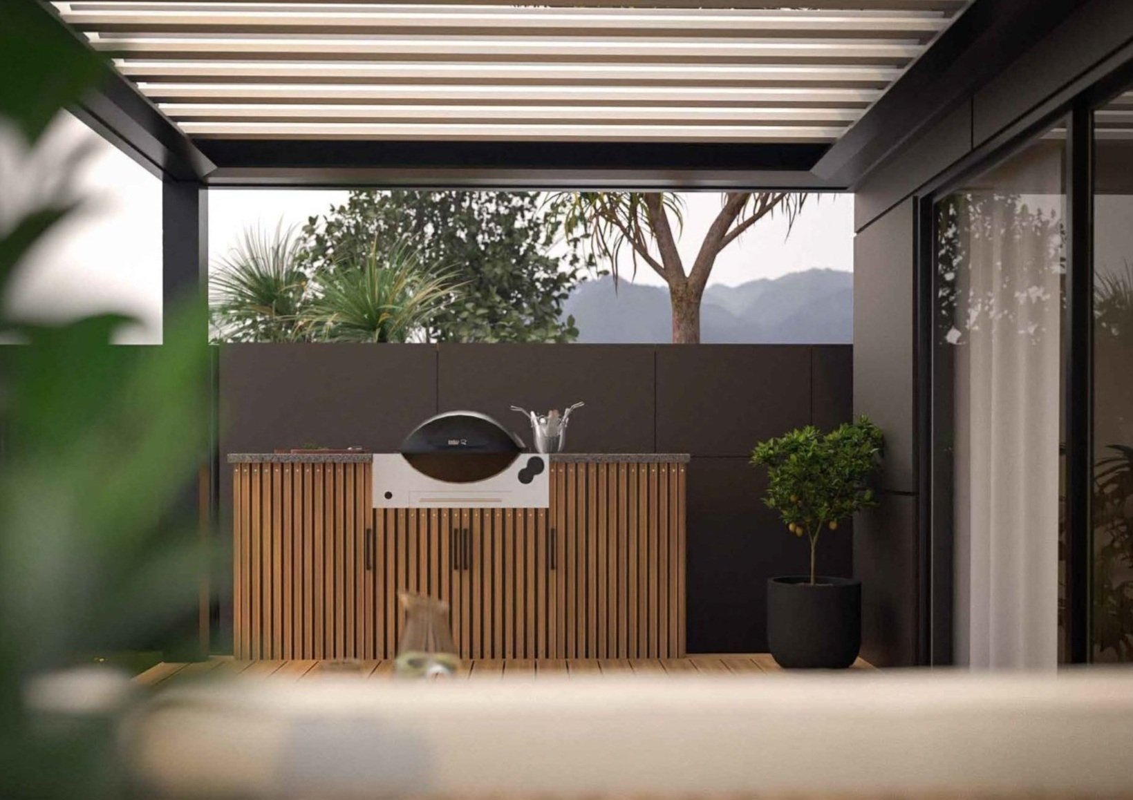 A thoughtfully designed modern garden with clean lines and lush planting.