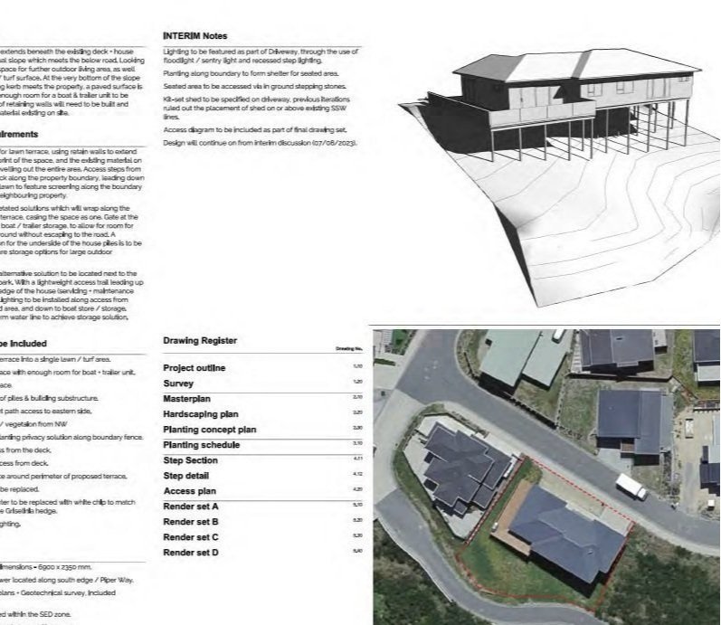 Detailed construction drawing for a custom-built retaining wall.