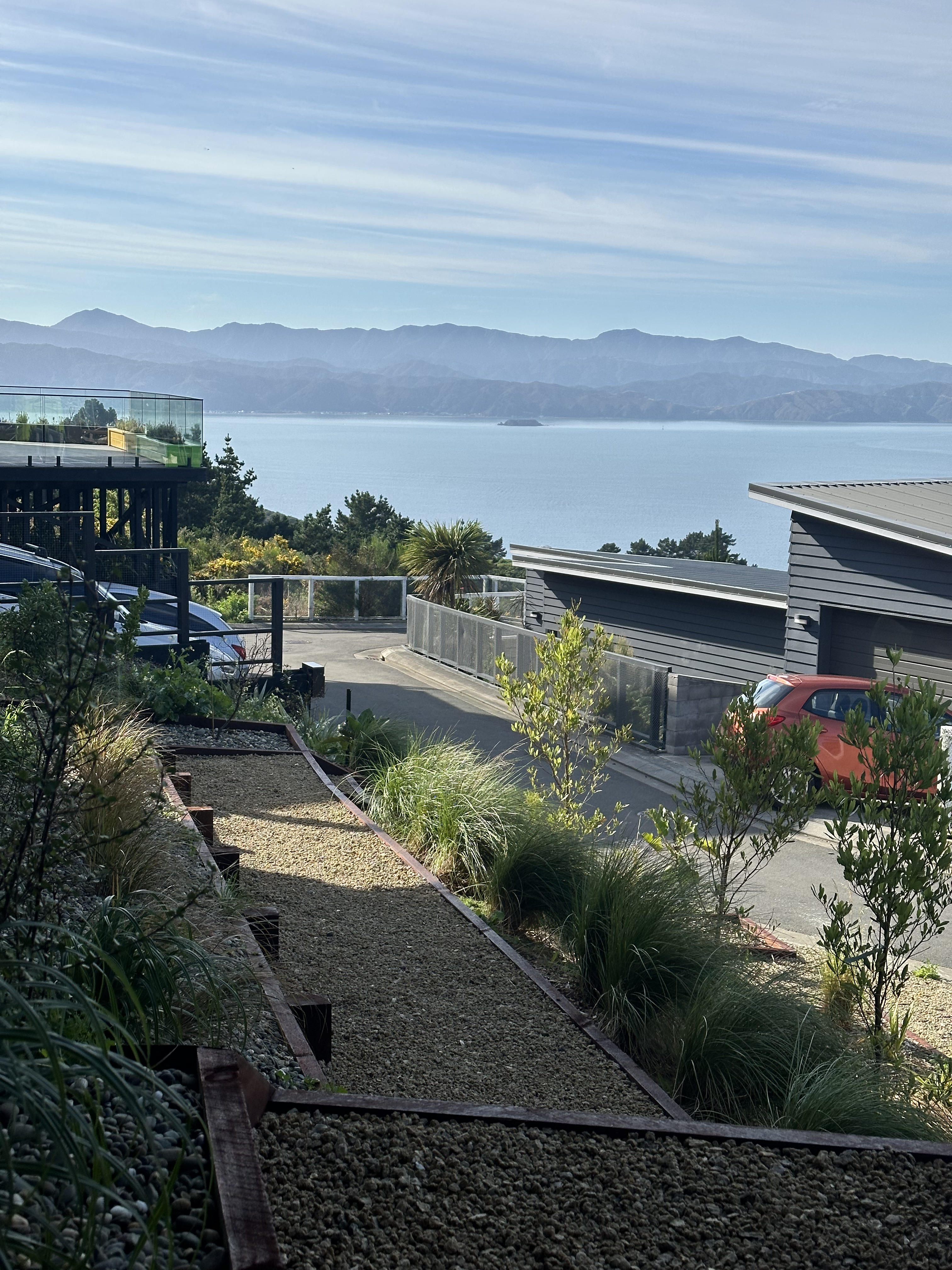 Sunset view over the garden