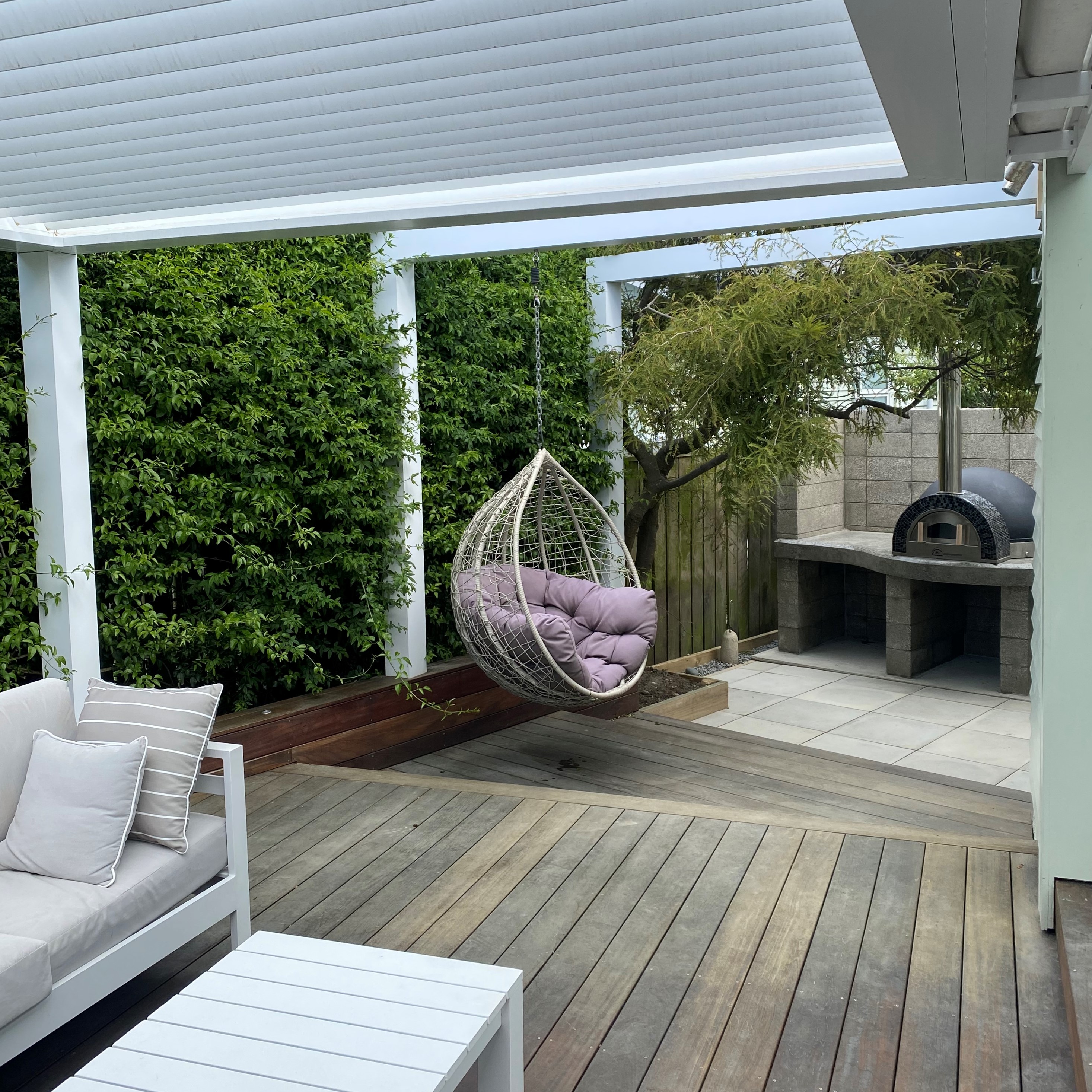 Detail of honed block feature wall