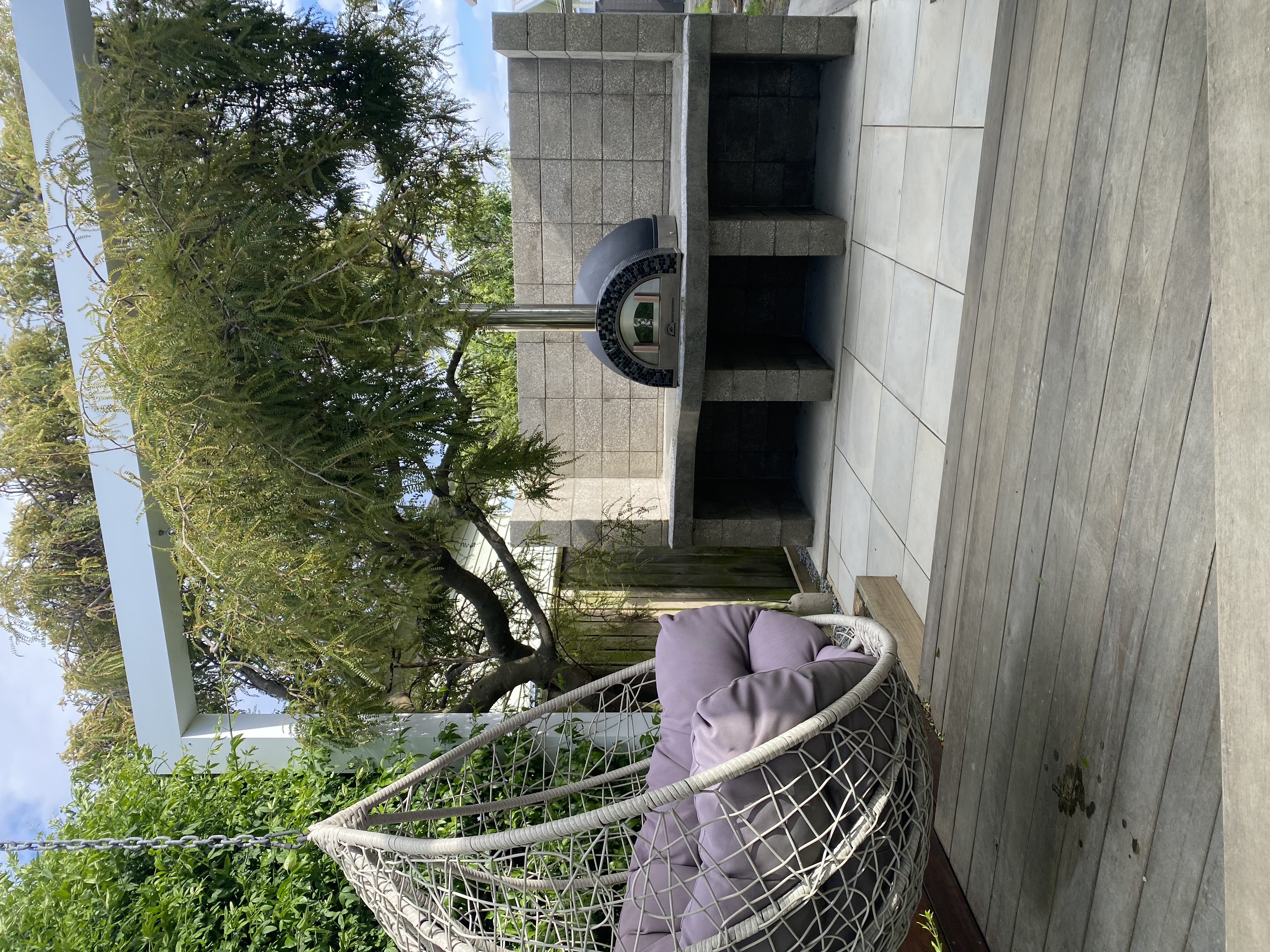 Wide view of the motorised louvre roof