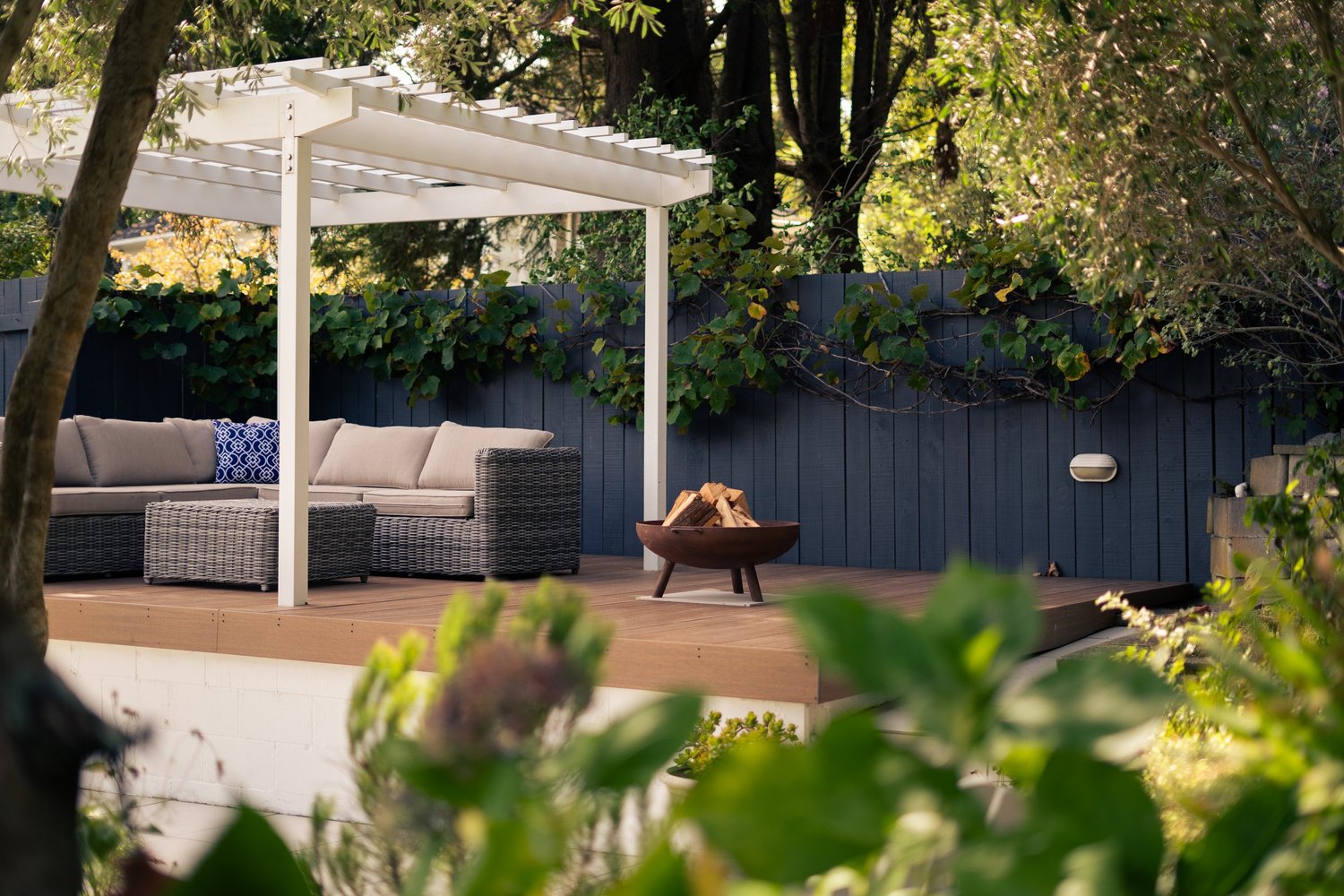 Outdoor kitchen with gas grill